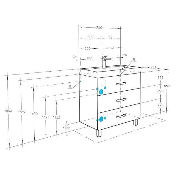 Тумба под раковину напольная Акватон Америна М 80 см белая глянцевая, нет в наличии - фото 2