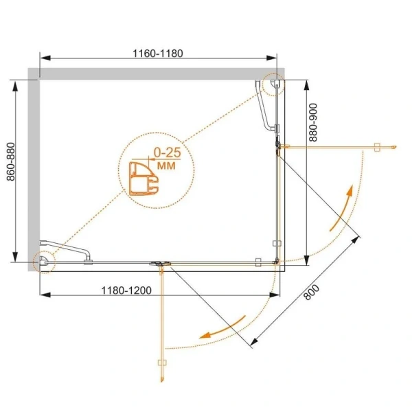Душевой уголок Cezares Bergamo 120х90 см правосторонний - фото 2