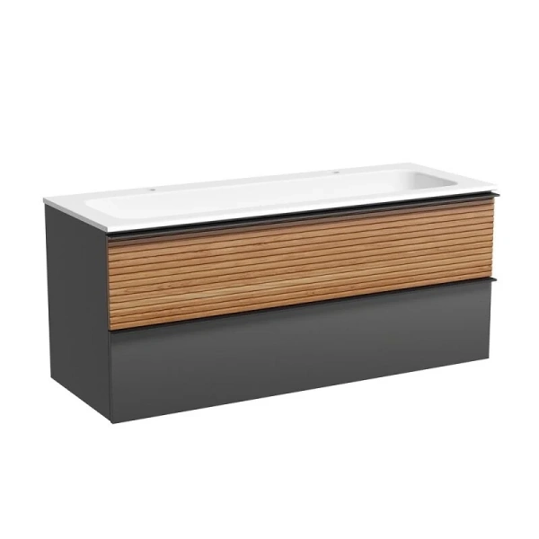 Тумба под раковину подвесная Sancos Delta 120 см дуб красный/графит - фото 1