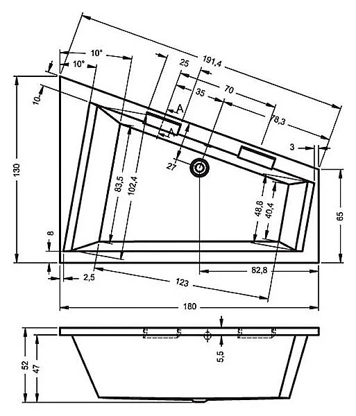 Ванна акриловая Riho Doppio 180х130 см правая - фото 2