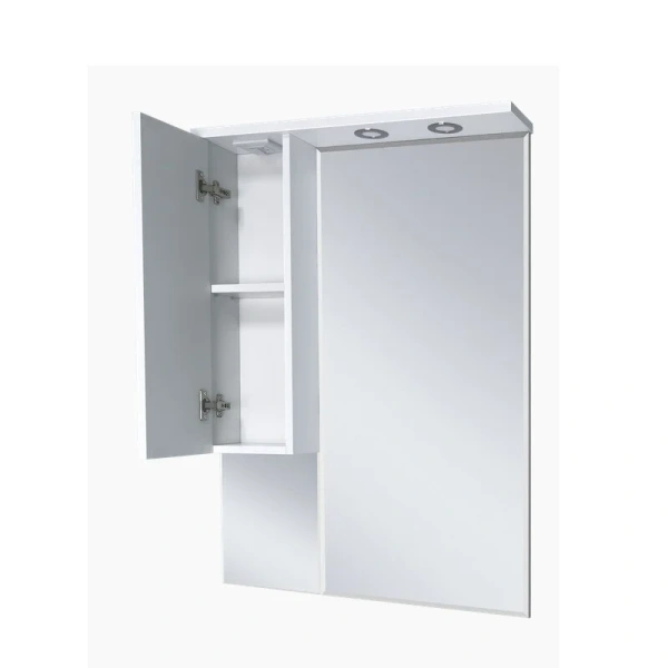 Зеркальный шкаф с подсветкой Misty Терра 70 см белый, правый, с кнопкой - фото 7