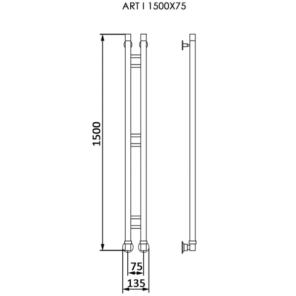 Полотенцесушитель водяной Ника Art 150x7.5 см хром - фото 2