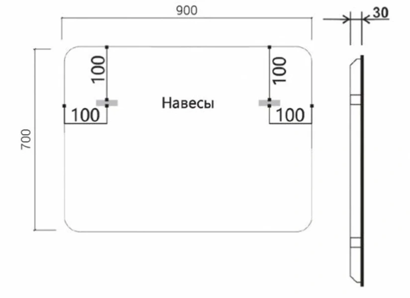 Зеркало с подсветкой Vincea 90 см c сенсорным выключателем и диммером, без окантовки, в наличии - фото 2
