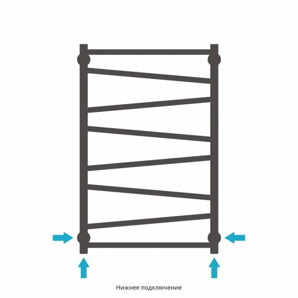 Полотенцесушитель водяной Сунержа Сирокко 50х80 см без покрытия, для систем горячего водоснабжения, для систем отопления, с нижним подключением - фото 5