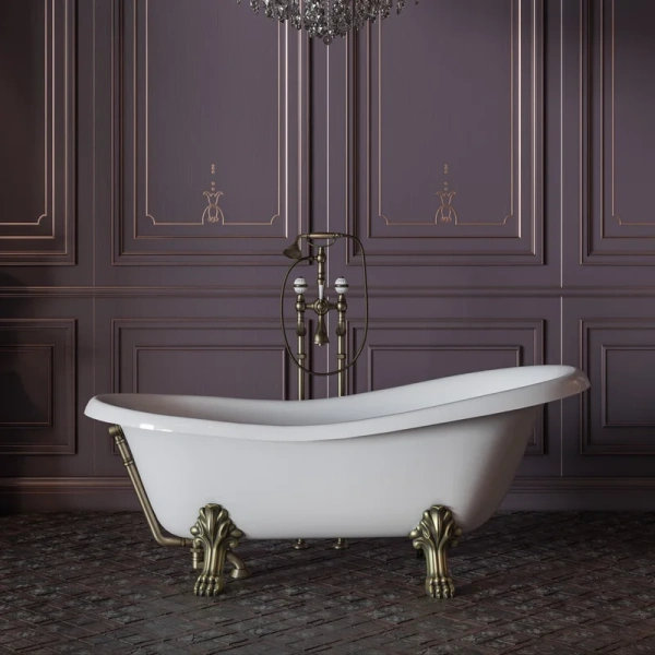 Ванна из искусственного камня Migliore Bella 170х80 см фурнитура бронза - фото 2