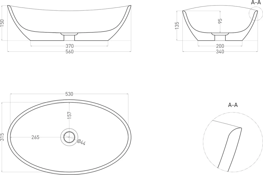 Раковина Salini Noemi 56 см накладная, белый матовый, в наличии - фото 9