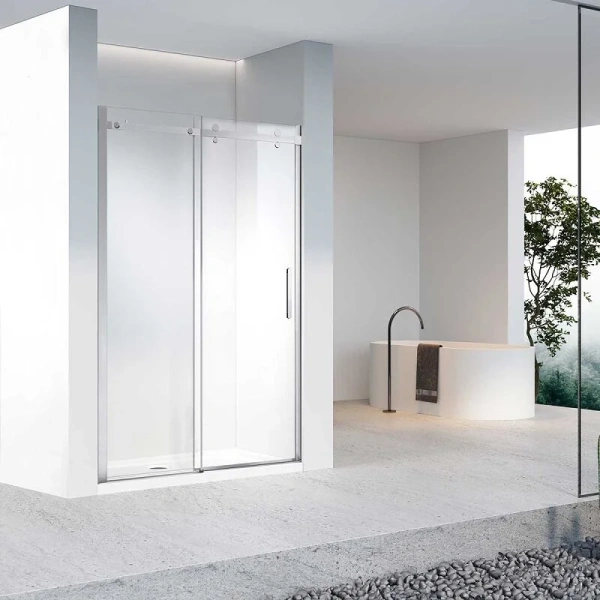 Душевая дверь в нишу Vincea Como-N 140 см профиль хром стекло прозрачное, недорогие, в нишу, стеклянные - фото 5