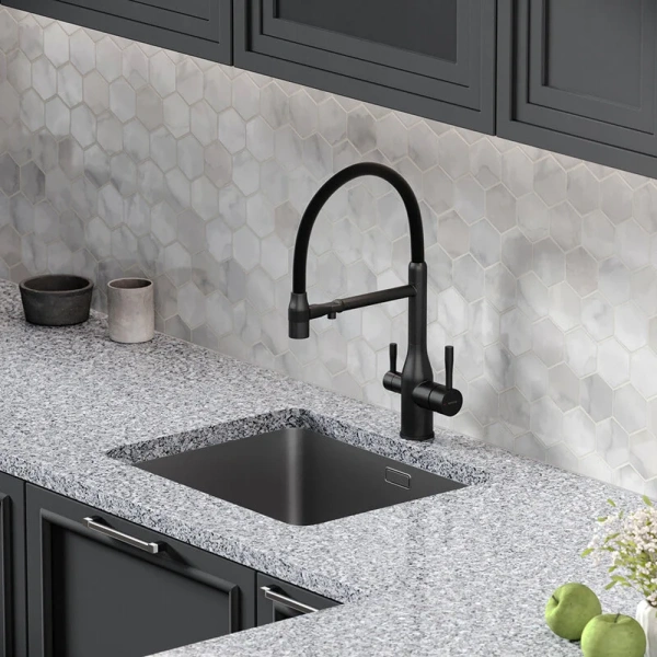 Смеситель для кухни Sancos Garda черный, на мойку, на столешницу - фото 6