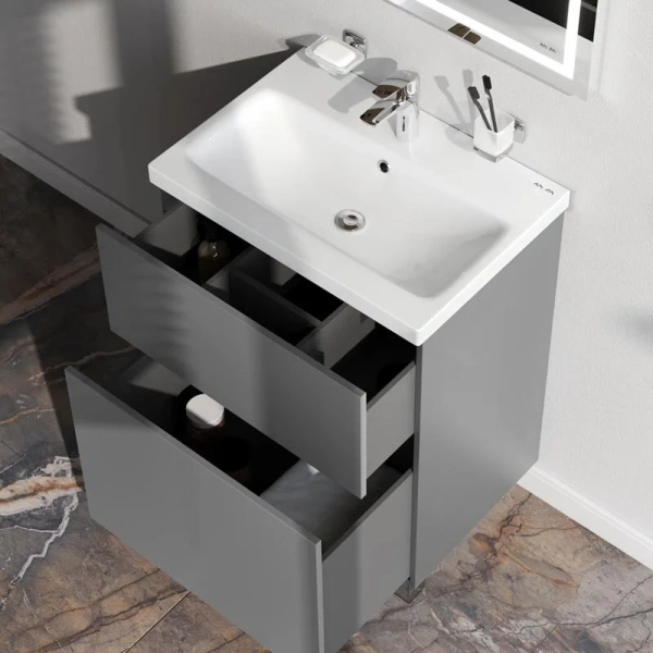 Тумба напольная для раковины AM.PM Gem, графит матовый, 60 см - фото 6