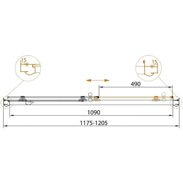 Душевая дверь в нишу Cezares Giubileo 120 см стекло прозрачное с матовым рисунком, профиль бронза - фото 2