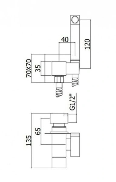 Гигиенический душ со смесителем Paffoni Tweet Square ZDUP112 с внутренней частью - фото 2