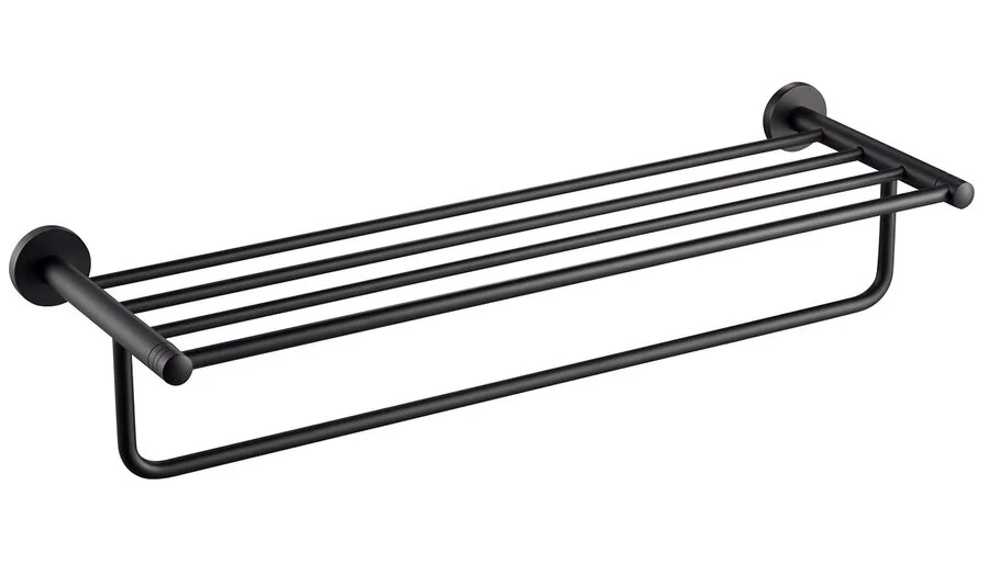 Полочка для ванной Timo Saona с полотенцедержателем, черная - фото 1