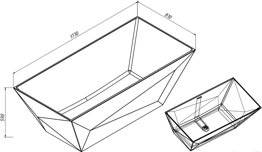 Ванна из искусственного камня Belux Триумф Тр-1700, 4810924280961, 170 x 80 см, черный, асимметричные - фото 5