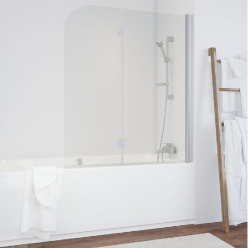 Душевая шторка на ванную профиль матовый хром стекло прозрачное Vegas-glass - фото 1