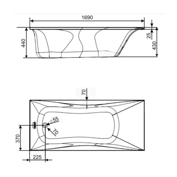 Ванна Radianse Лазурь-LUXE 170 x 75 см, белый, Лазурь-LUXE R-1700/750 - фото 2