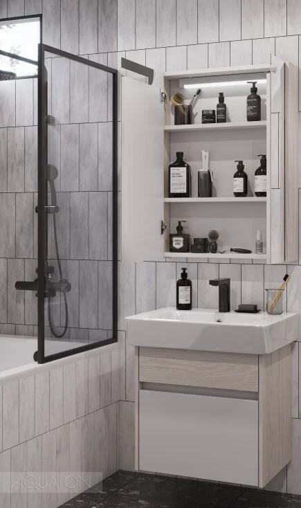 Зеркальный шкаф с подсветкой Акватон Верди 60 см белый, ясень фабрик, навесные - фото 5