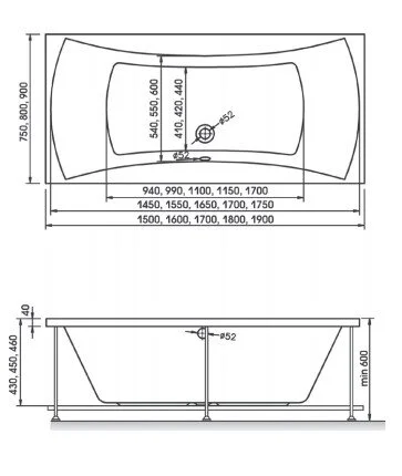 Ванна акриловая Relisan Xenia Гл000001266, 160 х 75 см, белая - фото 2