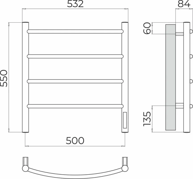 Полотенцесушитель электрический Terminus Классик П4 50х55 см quick touch - фото 2