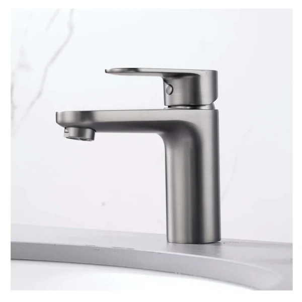 Смеситель для раковины Акватек Ника оружейная сталь, с коротким изливом - фото 7