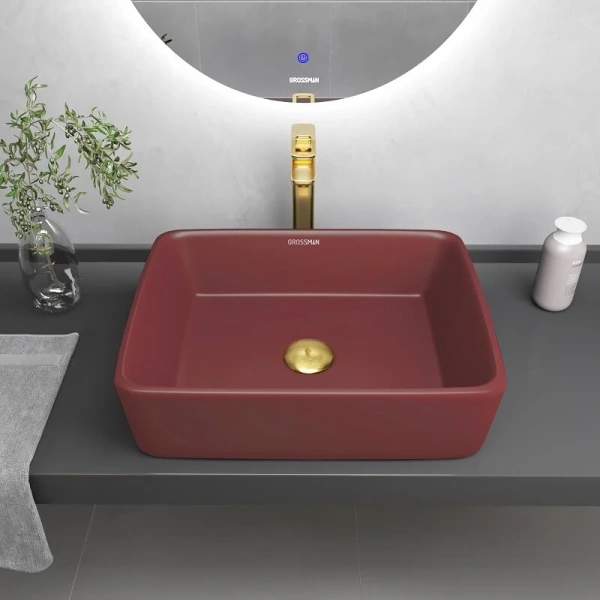 Раковина Grossman Color 48 см бордовая матовая - фото 3