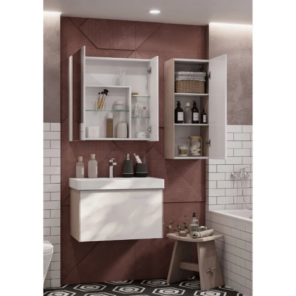 Тумба с раковиной подвесная Акватон Асти 1A263101AXD70 55 см с выдвижным ящиком, подвесная, пристенная - фото 4