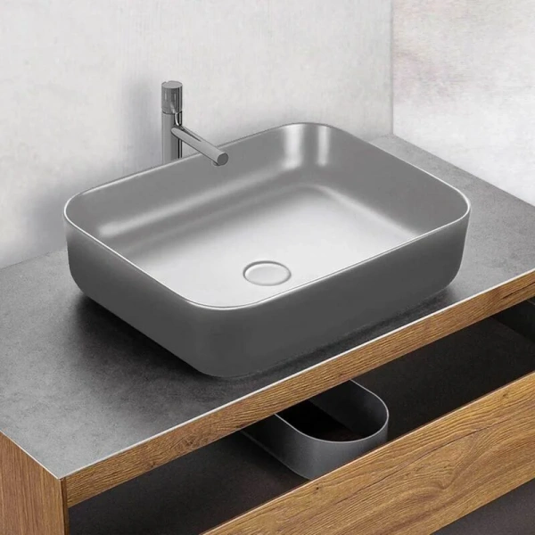 Раковина Vincea 50 см накладная, серая матовая - фото 3