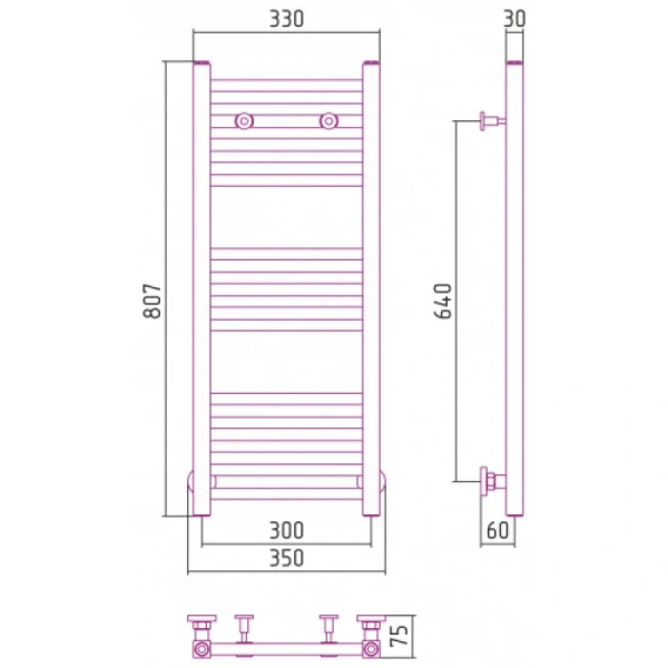 Полотенцесушитель водяной Сунержа Модус 30х80 см состаренная латунь - фото 3