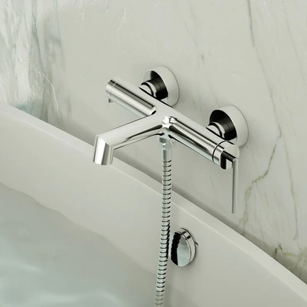 Смеситель для ванны Belbagno Acqua хром, из латуни, округлая форма, с душевой лейкой - фото 5