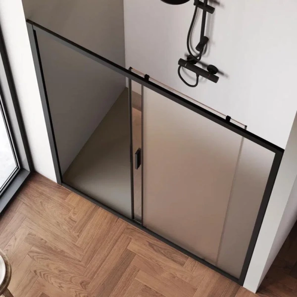 Душевая дверь в нишу AM.PM Gem Solo 150 см профиль черный стекло матовое, недорогие, в нишу, стеклянные - фото 5