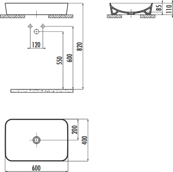 Раковина Creavit Ultra 60 см черная - фото 2
