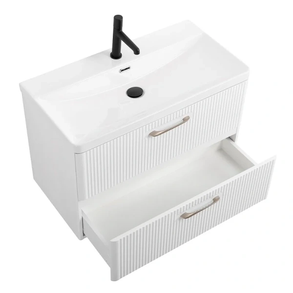 Тумба под раковину подвесная BelBagno Due 80 см Bianco Lucido, белая - фото 7