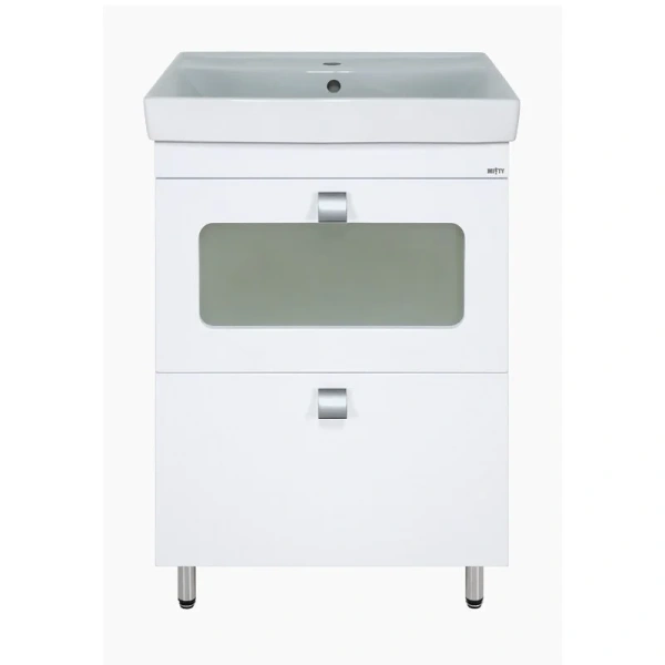 Тумба с раковиной напольная Misty Урал 60 см с ящиками - фото 1