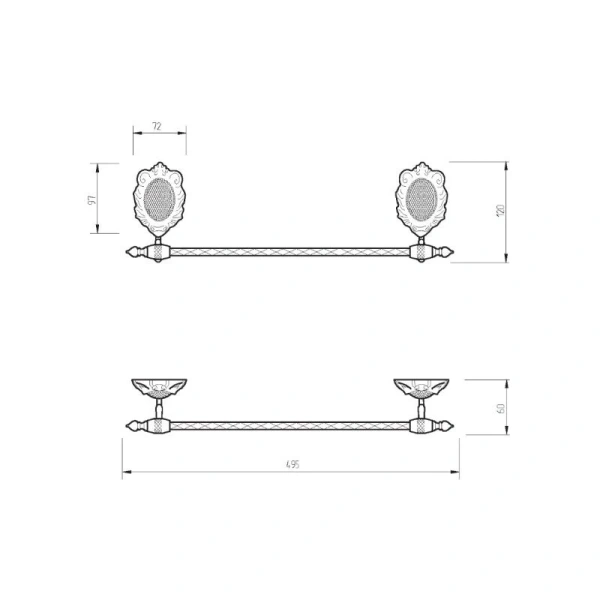 Полотенцедержатель Migliore Cleopatra 166 латунь, классические, ретро, декорированные - фото 2