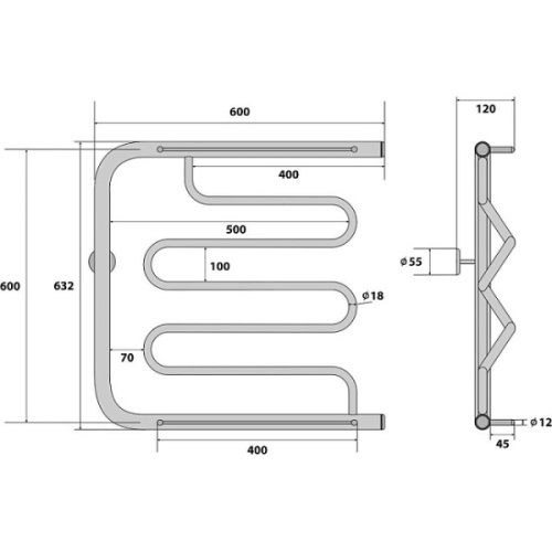 Полотенцесушитель водяной Energy Mix 60x60 - фото 2