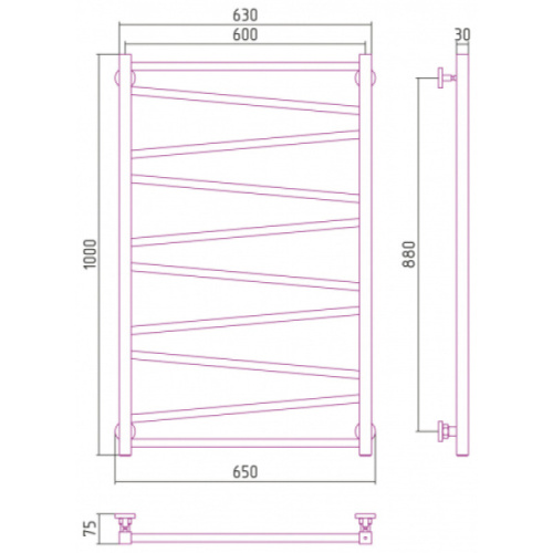 Полотенцесушитель водяной Сунержа Сирокко 60х100 см без покрытия - фото 3