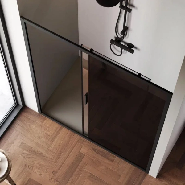 Душевая дверь в нишу AM.PM Gem Solo 150 см профиль черный стекло тонированное, недорогие, в нишу, стеклянные - фото 5