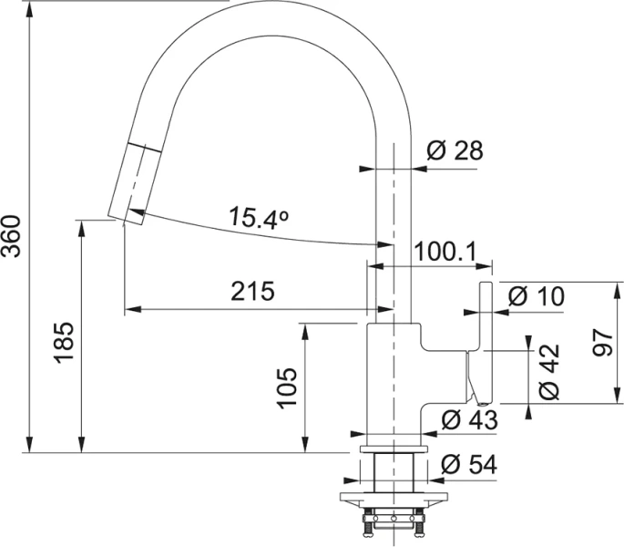 Смеситель Franke Lina с выдвижным шлангом - фото 2