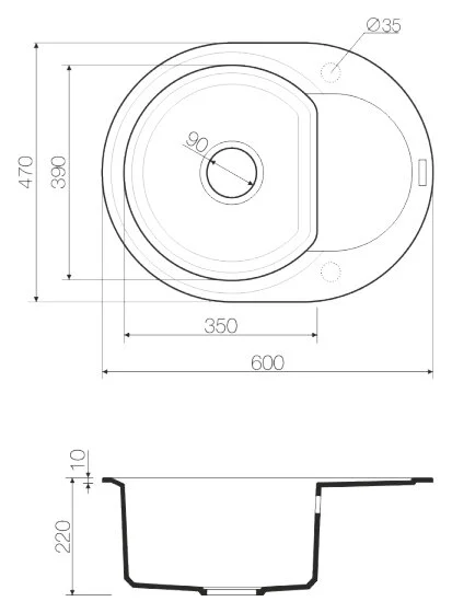 Мойка для кухни Omoikiri Sakaime 60E-BL 60 см черная, из искусственного гранита - фото 3