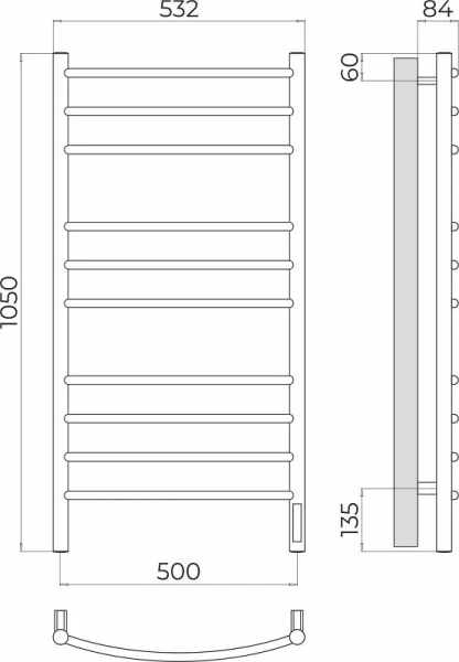 Полотенцесушитель электрический Terminus Классик П10 50х105 см quick touch - фото 2