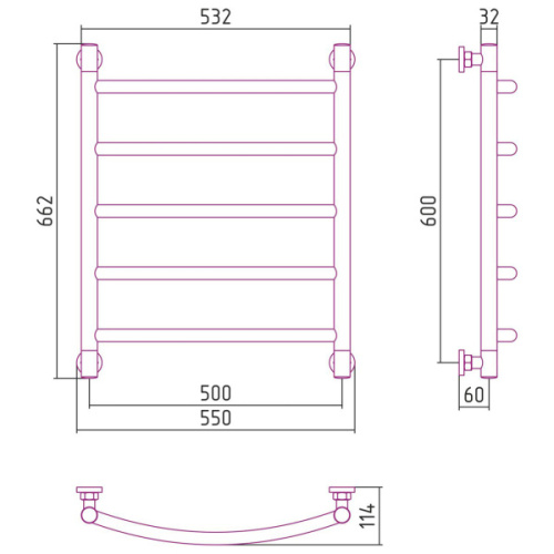 Полотенцесушитель водяной Сунержа Галант+ 50x60 см другие цветовые решения - фото 3