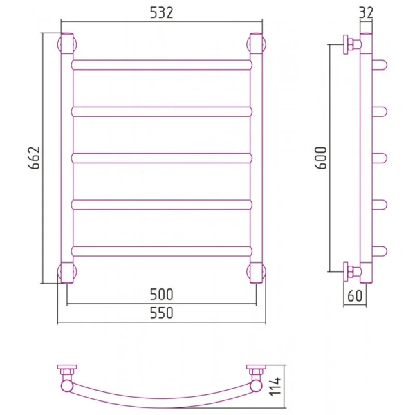 Полотенцесушитель водяной Сунержа Галант+ 50x60 см состаренная бронза - фото 2