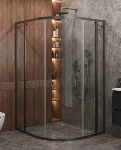 Душевой уголок Cezares Molveno 120х110 см прозрачное стекло профиль оружейная сталь - фото 1