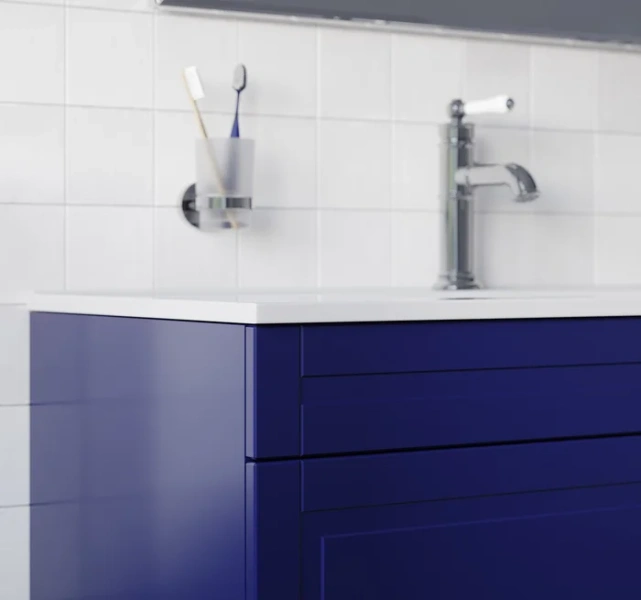 Тумба под раковину напольная IDDIS Oxford 100 см синяя, моноблок - фото 5