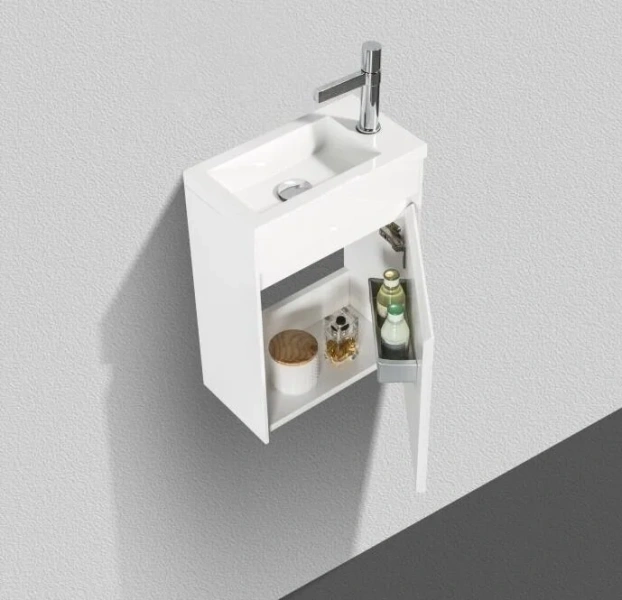 Тумба под раковину подвесная Belbagno Pietra Mini 40 см правосторонняя, bianco lucido, 40 см - фото 6