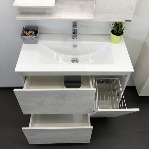 Тумба с раковиной напольная Comforty Верона 90 см дуб белый, современная, hi-tech - фото 3