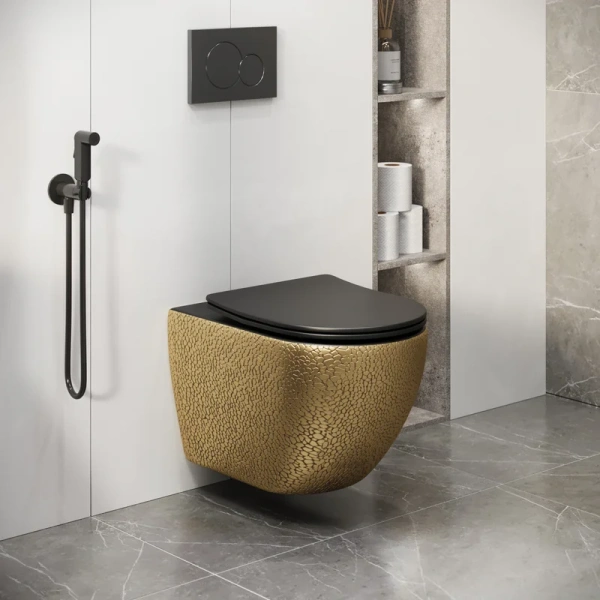 Унитаз подвесной Grossman Color золотой/черный - фото 3