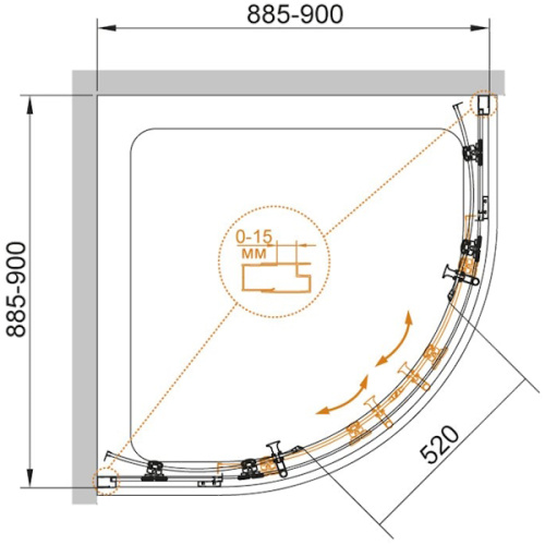Душевой уголок Cezares Eco 90x90 см стекло рифленое - фото 3