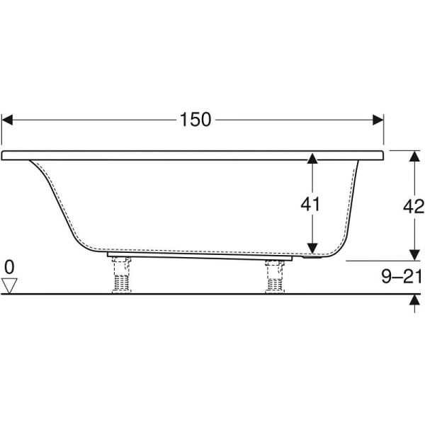 Ванна акриловая Geberit Renova Plan 554.301.01.1, 150 х 70 см, белая - фото 4