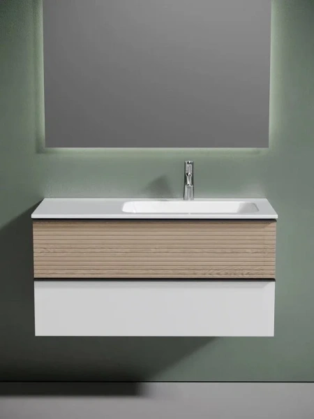 Тумба под раковину подвесная Sancos Delta 100 см правая дуб светлый/белая - фото 3