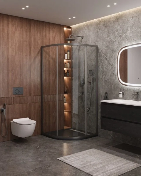 Душевой уголок Cezares Molveno 90х90 см стекло прозрачное профиль оружейная сталь - фото 3